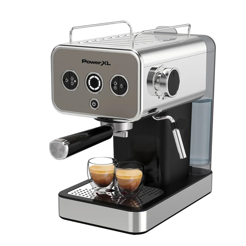 CAFETERA EXPRESO SENCILLO Y DOBLE PLATEADA POWER XL EM0112 B&D