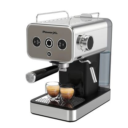 CAFETERA EXPRESO SENCILLO Y DOBLE PLATEADA POWER XL EM0112 B&D