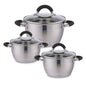 SET x 3 OLLAS CON TAPA ACERO INOX 18-20-24CM HOME ELEMENTS